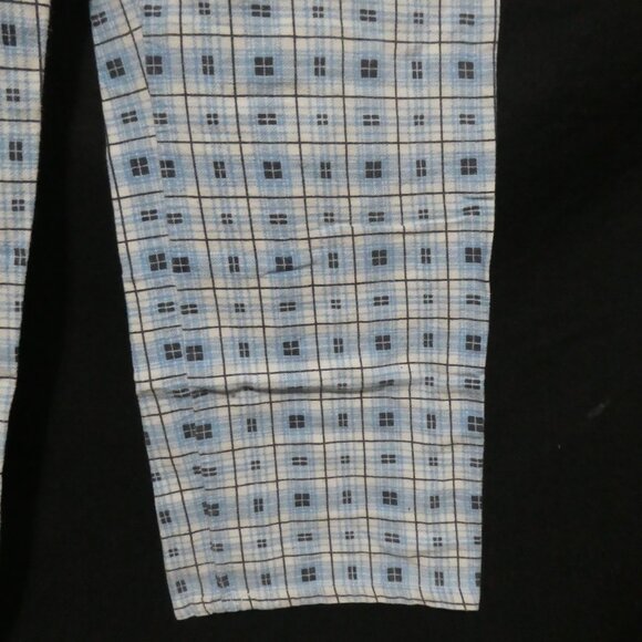 Blue Plaid Pajama Pants | medium | 100% cotton | Stretchy Waist and Drawstring - Picture 9 of 16